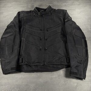 Hein Gericke Motorcyle Jacket Men Large Black Padded Lined‎ Armor Shield Zip Up